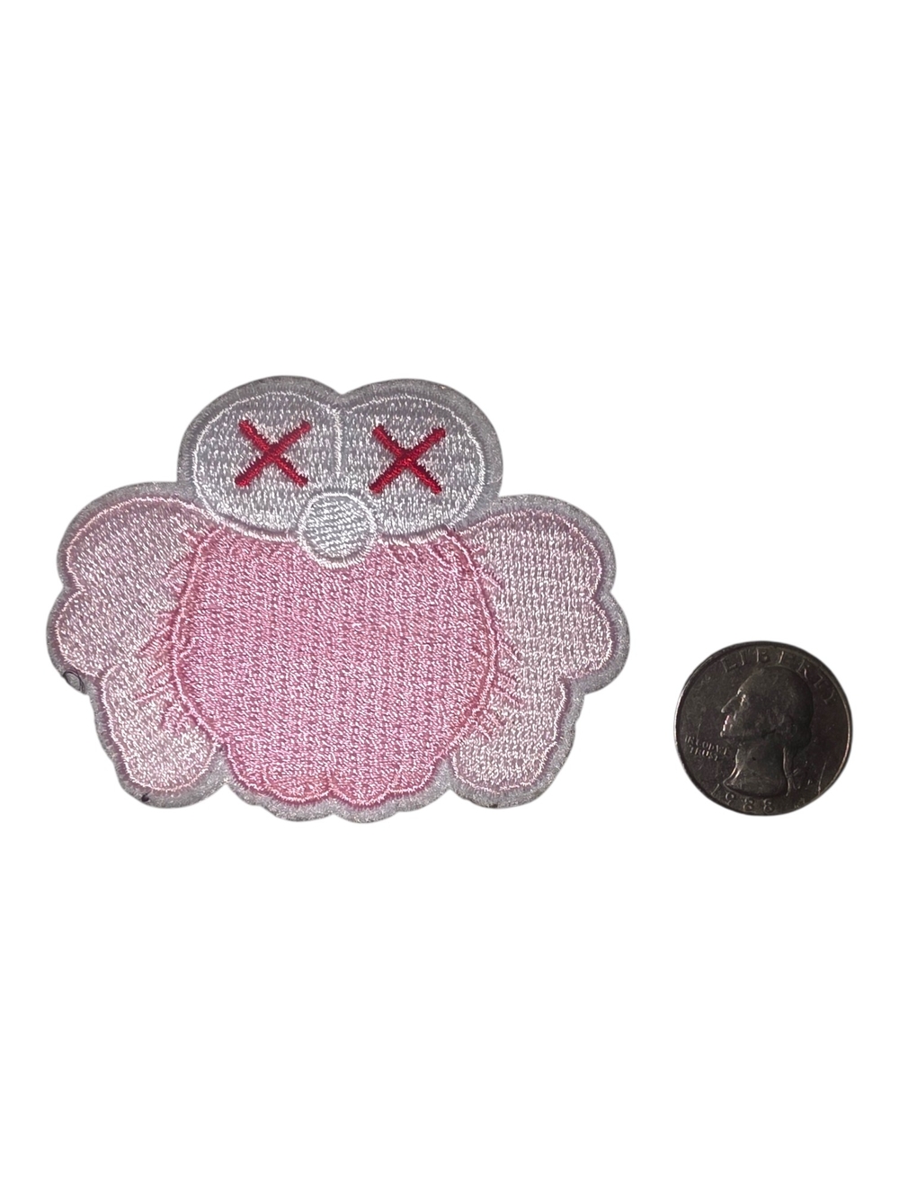 KAWS BFF Companion pink embroidered iron-on patch